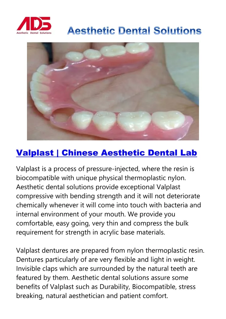 valplast chinese aesthetic dental lab