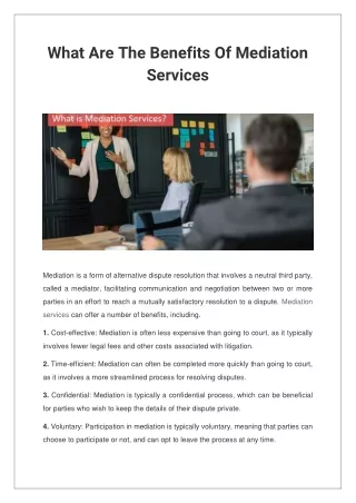 what are the benefits of mediation services