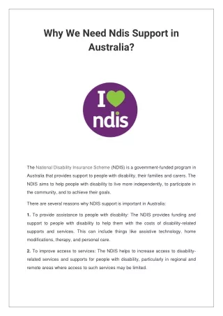 why we need ndis support in australia