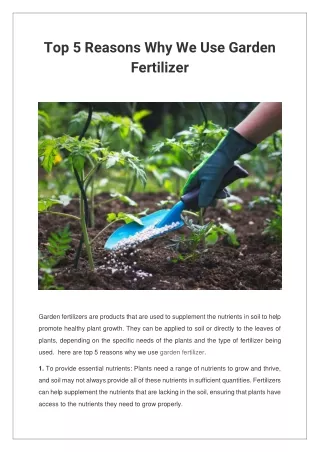 top 5 reasons why we use garden fertilizer
