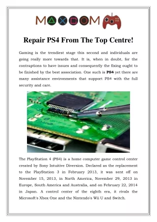 repair ps4 from the top centre