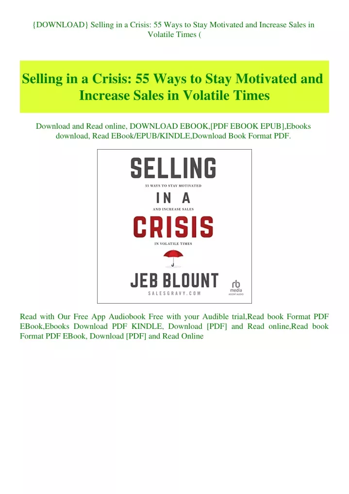 download selling in a crisis 55 ways to stay