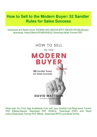 (READ)^ How to Sell to the Modern Buyer 52 Sandler Rules for Sales Success ebook