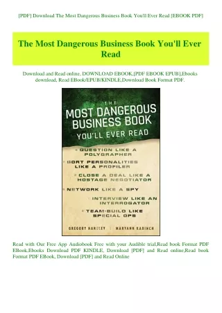 [PDF] Download The Most Dangerous Business Book You'll Ever Read [EBOOK PDF]
