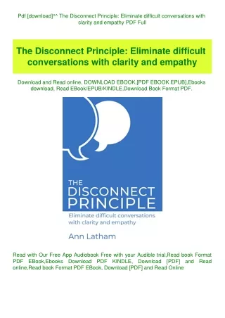 Pdf [download]^^ The Disconnect Principle Eliminate difficult conversations with clarity and empathy
