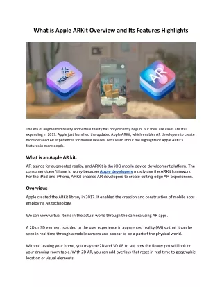 what is apple arkit overview and its features