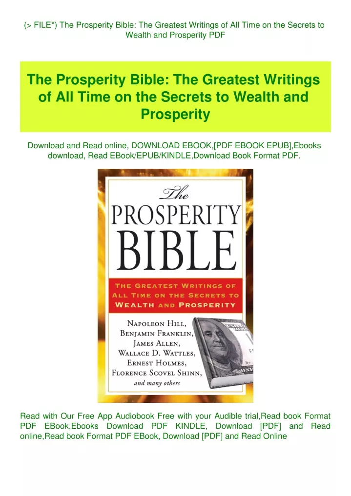 Ppt P D F File The Prosperity Bible The Greatest Writings Of All