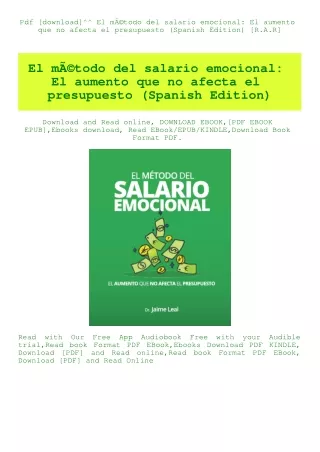 Pdf [download]^^ El mÃƒÂ©todo del salario emocional El aumento que no afecta el presupuesto (Spanish