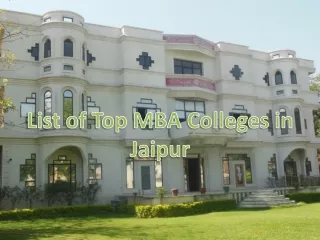 Top MBA Colleges in Jaipur