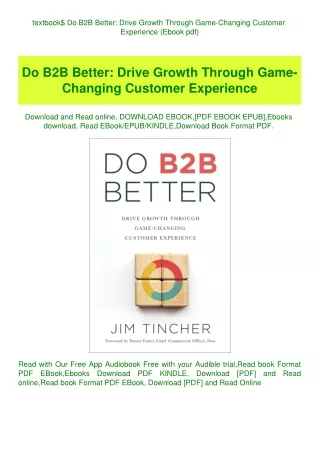 textbook$ Do B2B Better Drive Growth Through Game-Changing Customer Experience (Ebook pdf)