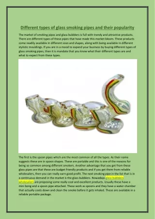 Different types of glass smoking pipes and their popularity