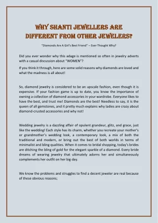 WHY SHANTI JEWELLERS ARE DIFFERENT FROM OTHER JEWELERS