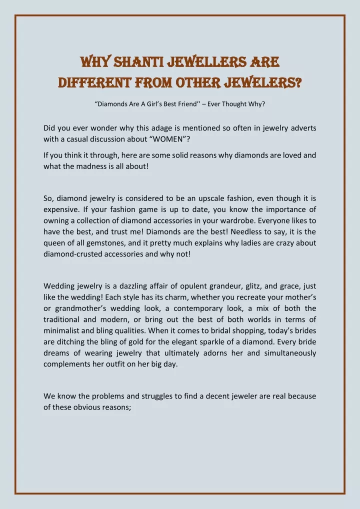 why shanti jewellers are why shanti jewellers