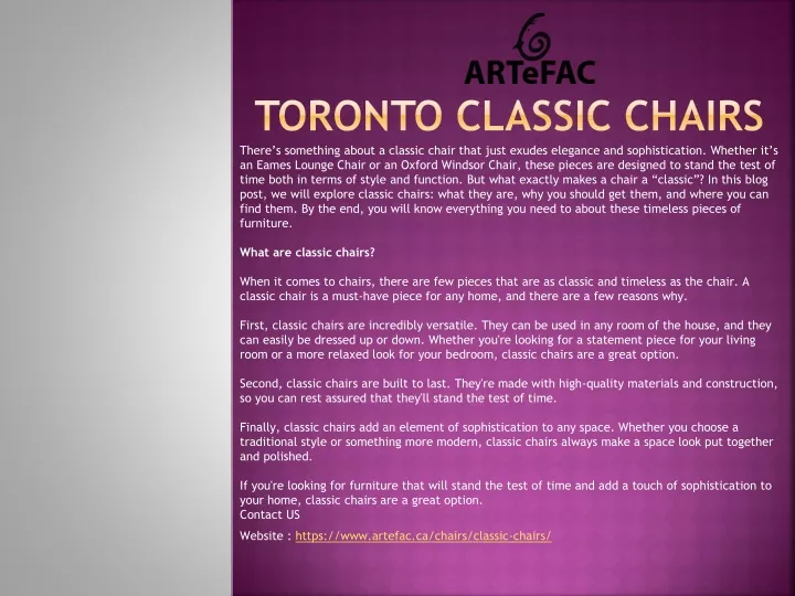 toronto classic chairs