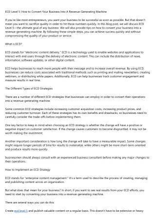 ecd level 5 how to convert your business into