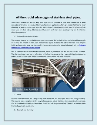 All the crucial advantages of stainless steel