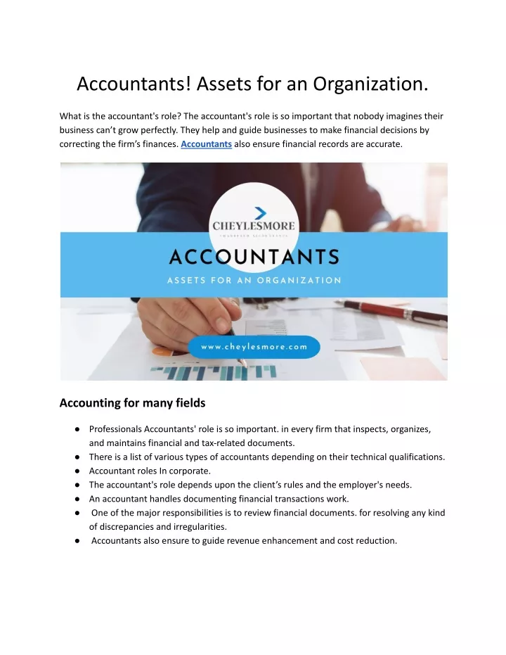 accountants assets for an organization