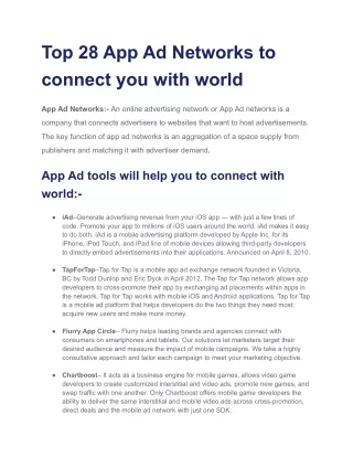 Top 28 App Ad Networks to connect you with world