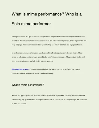 what is mime performance who is a