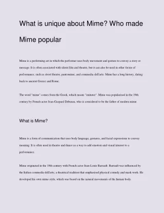 what is unique about mime who made