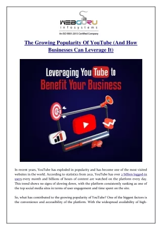 the growing popularity of youtube