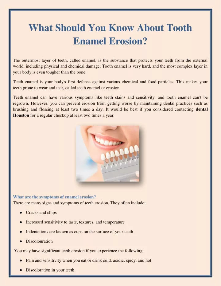 what should you know about tooth enamel erosion