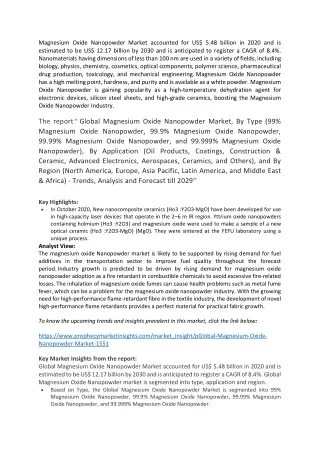 magnesium oxide nanopowder market accounted