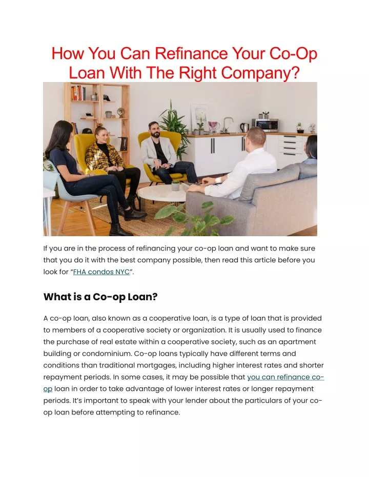 how you can refinance your co op loan with