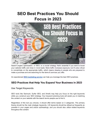 SEO Best Practices You Should Focus in 2023