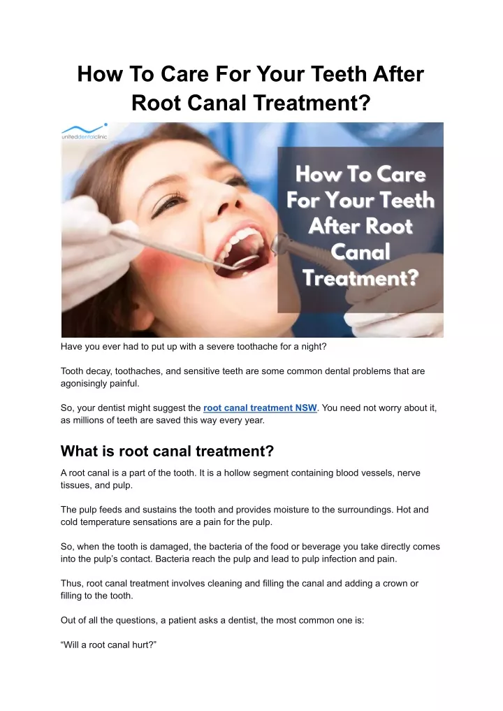 how to care for your teeth after root canal