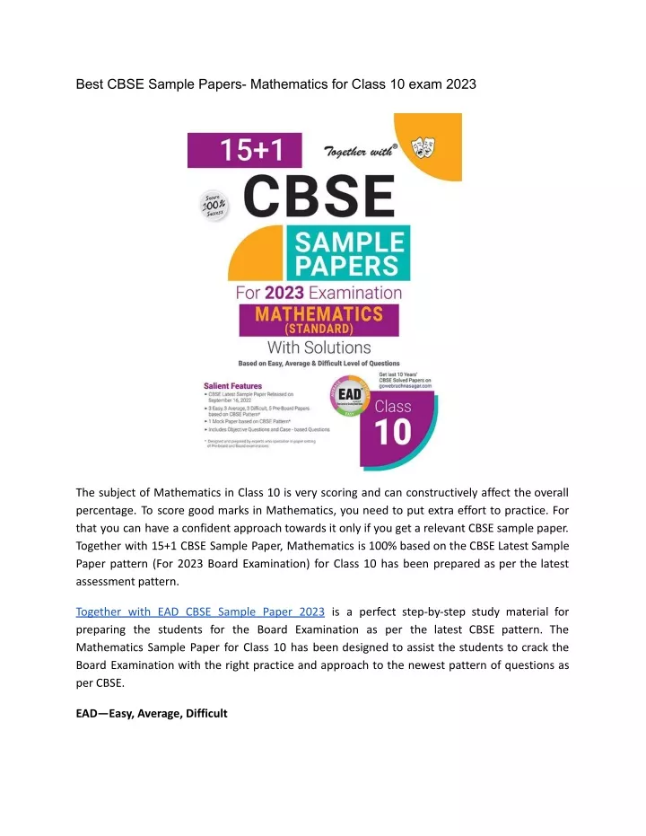 best cbse sample papers mathematics for class