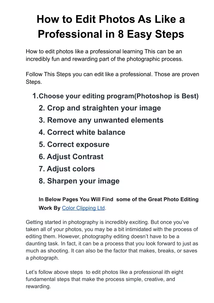 how to edit photos as like a professional