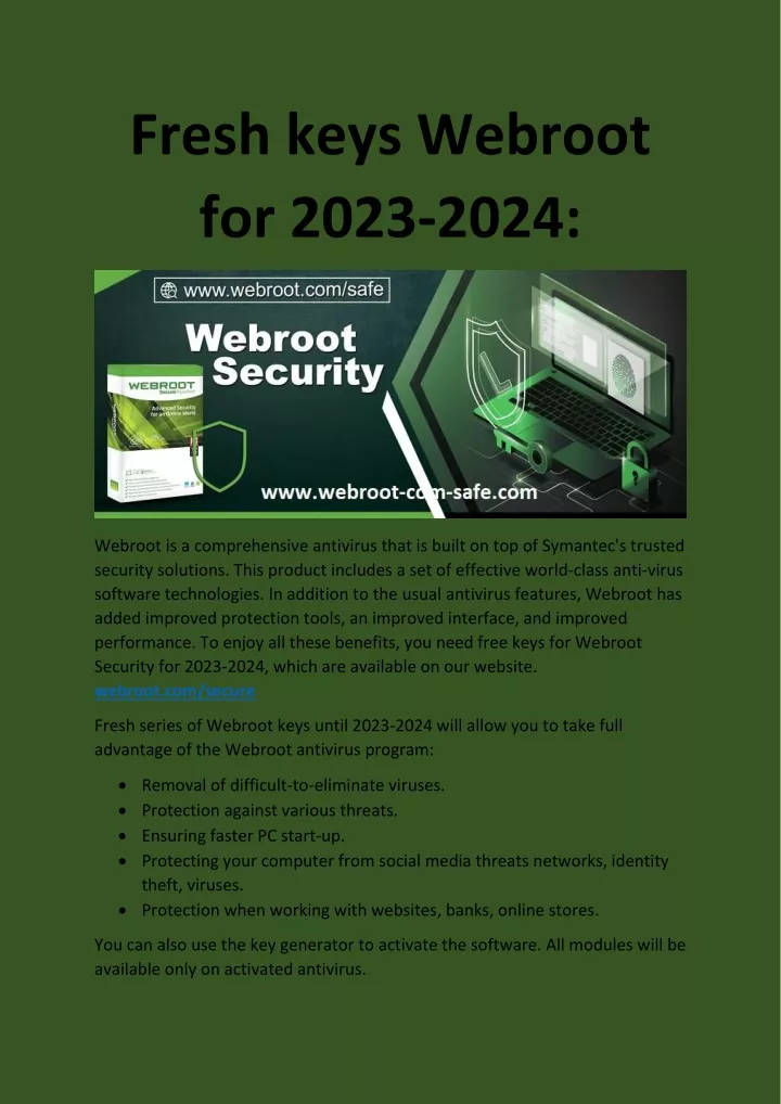 fresh keys webroot for 2023 2024