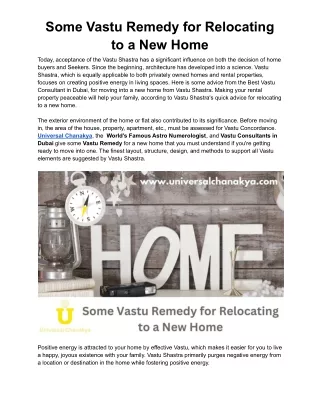 Some Vastu Remedy for Relocating to a New Home