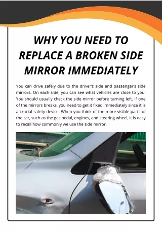 Why You Need to Replace a Broken Side Mirror Immediately