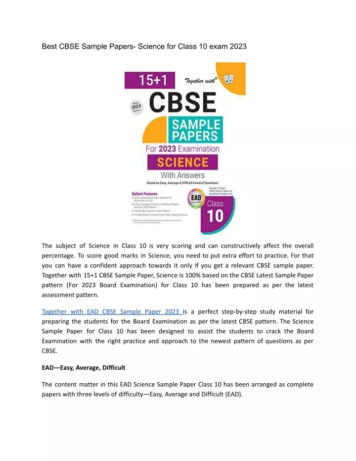 best cbse sample papers science for class 10 exam