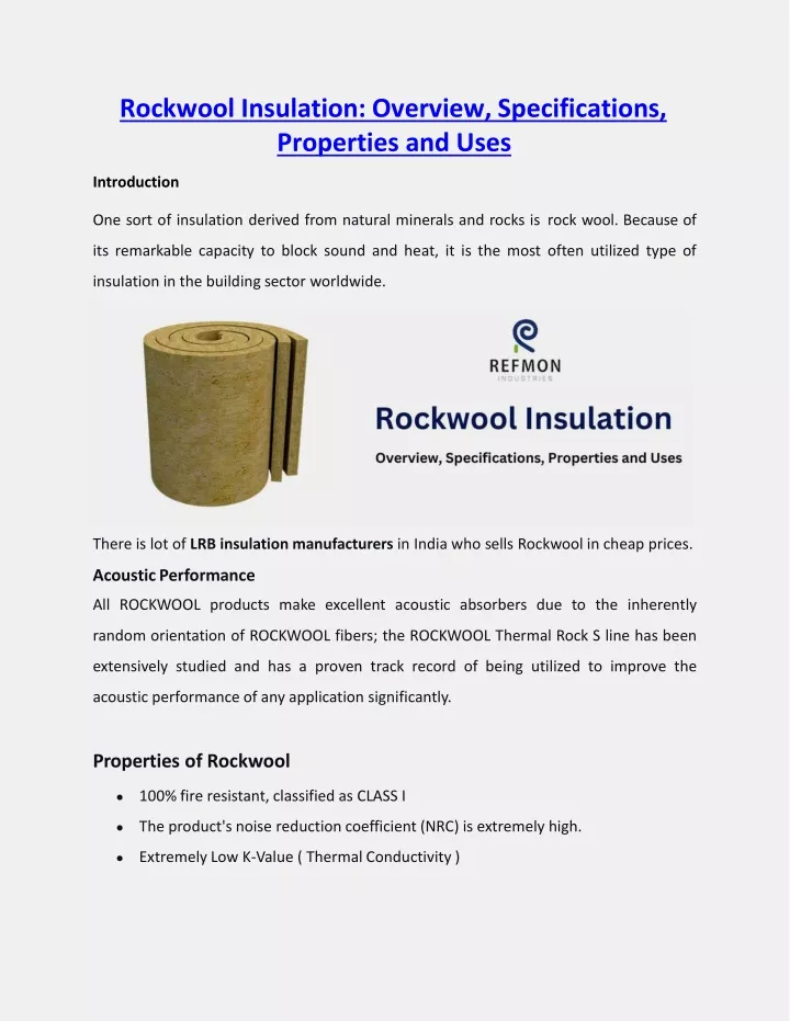 rockwool insulation overview specifications properties and uses