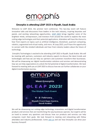 emorphis is attending leap 2023 in riyadh saudi