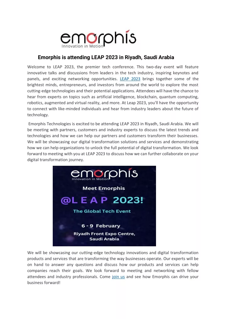 emorphis is attending leap 2023 in riyadh saudi