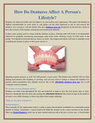 How Do Dentures Affect A Person's Lifestyle?