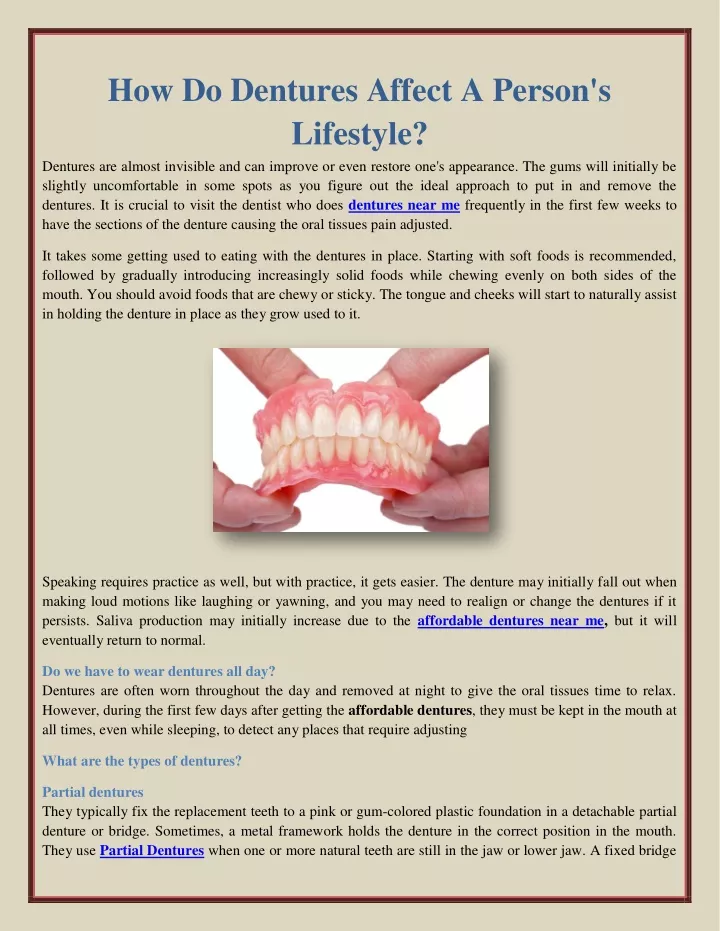 how do dentures affect a person s lifestyle