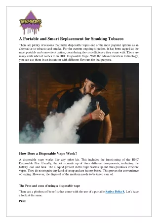 A Portable and Smart Replacement for Smoking Tobacco