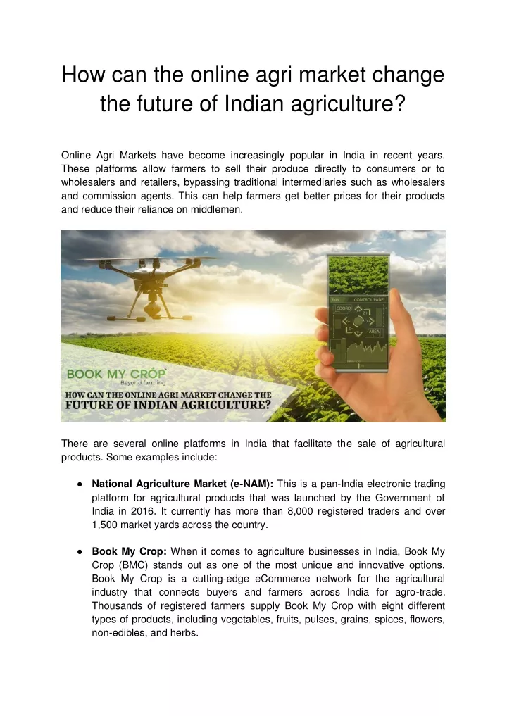 how can the online agri market change the future