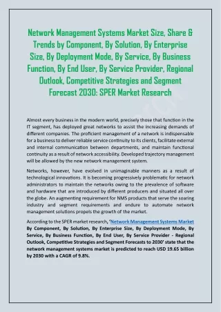 network management systems market size share
