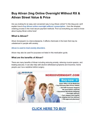 Buy Ativan 2mg Online Overnight Without RX & Ativan Street Value & Price