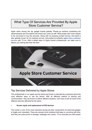 What Type Of Services Are Provided By Apple Store Customer Service?