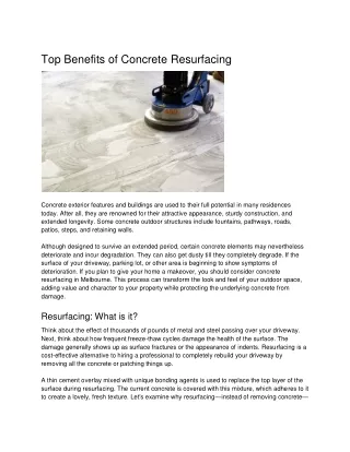 Top Benefits of Concrete Resurfacing