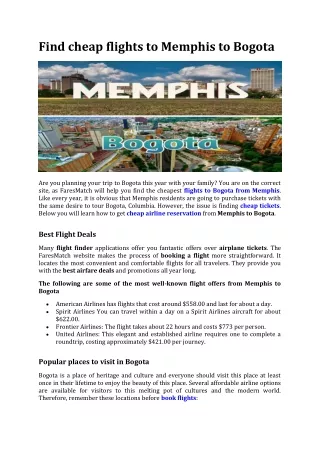 find cheap flights to memphis to bogota