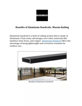Benefits of Aluminum Handrails- Muzata Railing