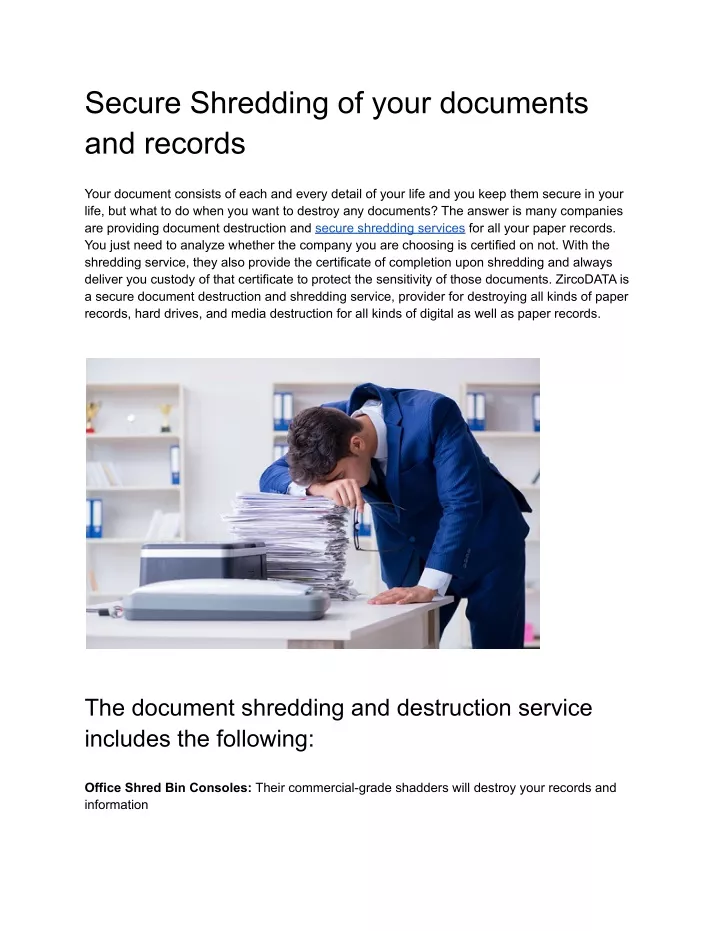 secure shredding of your documents and records